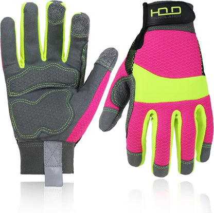 HANDLANDY Women Safety Work Gloves Utility Touch Screen Working Grip Glove for Yardwork Gardening