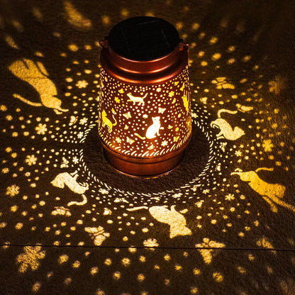 Cat Solar Lanterns Outdoor Waterproof Hanging Solar Lights Cat Gifts for Women Men Metal Decorative