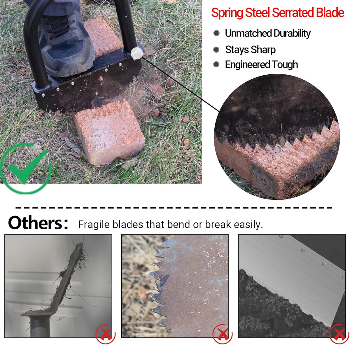 One-Piece 41in Manual Edger Lawn Tool with Spring Steel Blade Manganese Steel Border Edger for