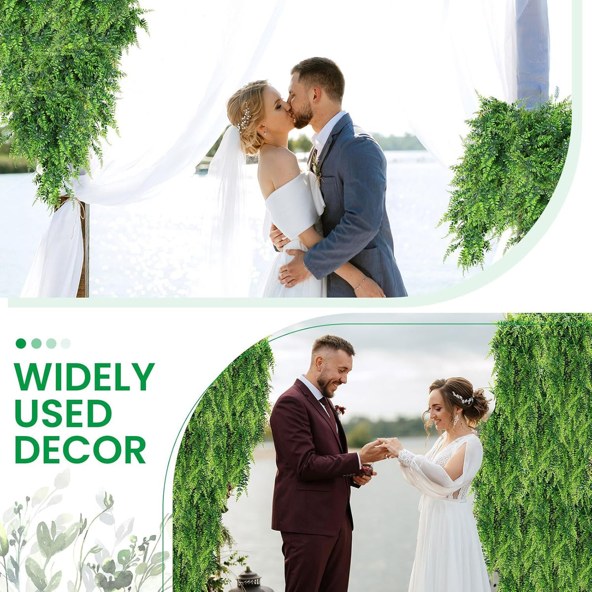 Geosar 110 Pcs Artificial Hanging Plants 32 Inch Hanging Boston Ferns Plastic Fake Plants for Wall