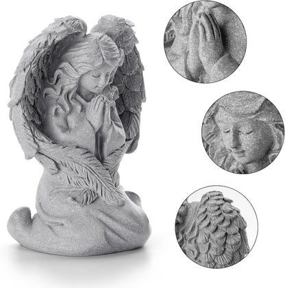 INLOMEM Praying Angel Figurine, Sculpted Hand-Painted Figurine, Angel Wings Statue for Home Decor