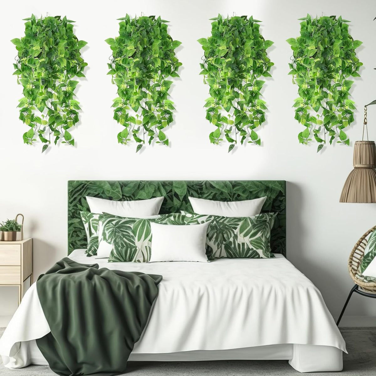 Hoteam 18 Pcs Artificial Hanging Plants 32 Inch Fake Ivy Vines with Fake Leaves Patio Artificial