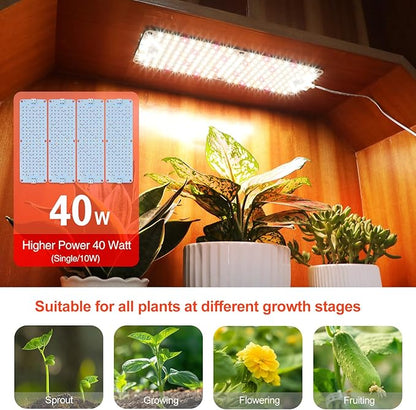 FECiDA 4Pack Grow Lights for Seed Starting, 2025 40W Flat Grow Light Panels for Shelves, Under