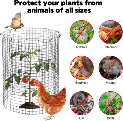 30 Pcs 24'' x 12'' Large Wire Plant Protector from Animals With Metal Cover, 10 Pack Metal Plant