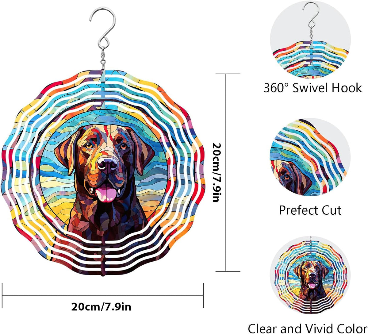 Labrador Retriever Wind Spinner Pet Dog Memorial Gifts 3D Metal Kinetic Hanging Wind Sculpture