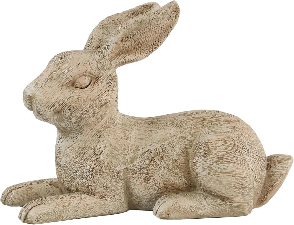 Hymmah Rabbit Statue Sculpture Home Decor Rustic Home Decorations for Living Room, Boho Resin
