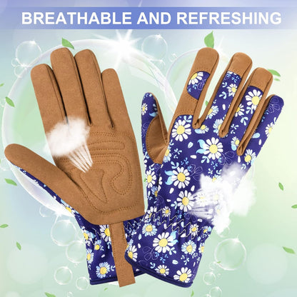 Womens Gardening Weeding Working Gloves, Leather Garden Glove for Women Thorn Proof No Stab for