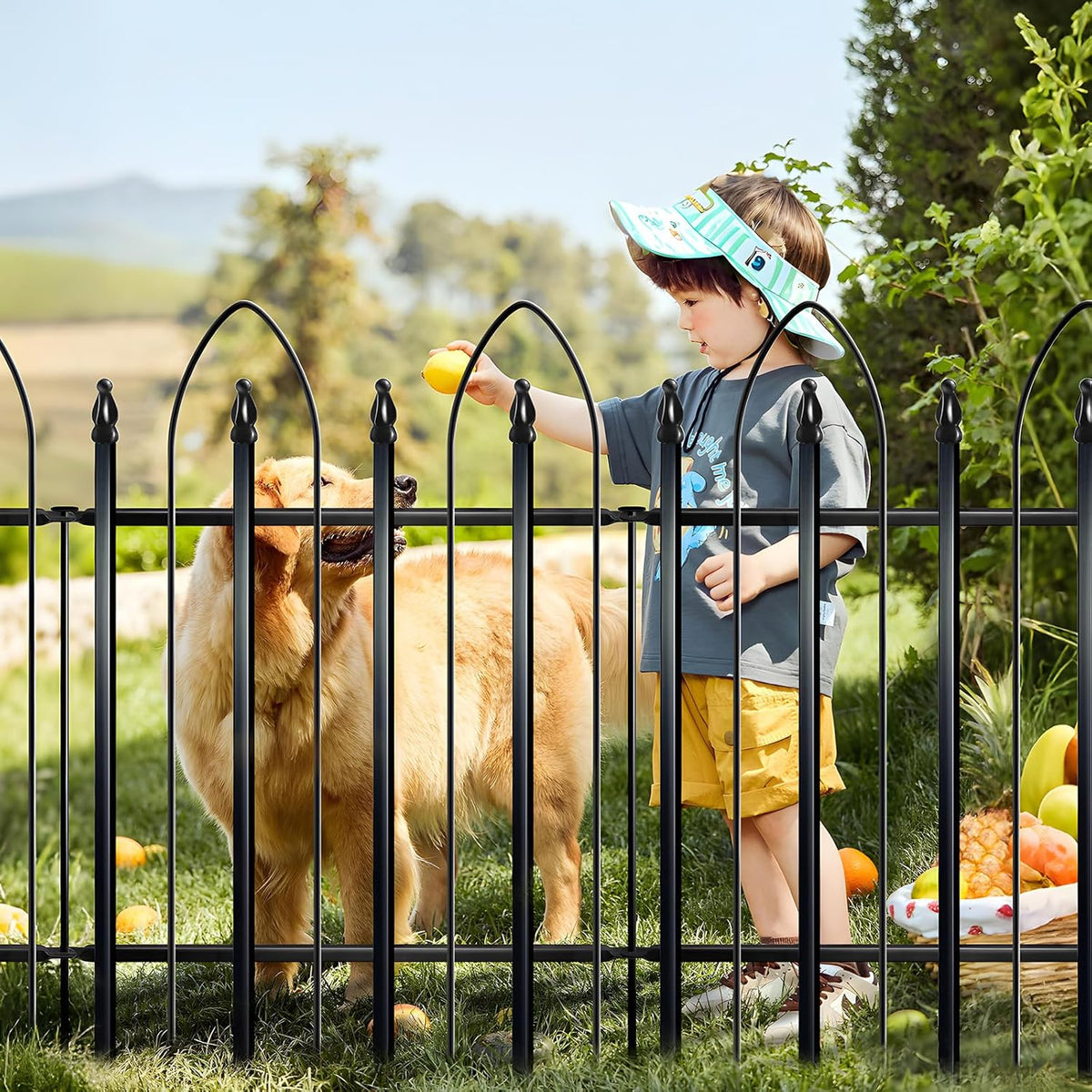 Garden Fence 32 inch H x 24 inch W (5 Panels, Total 10 feet), Metal Decorative Border Folding
