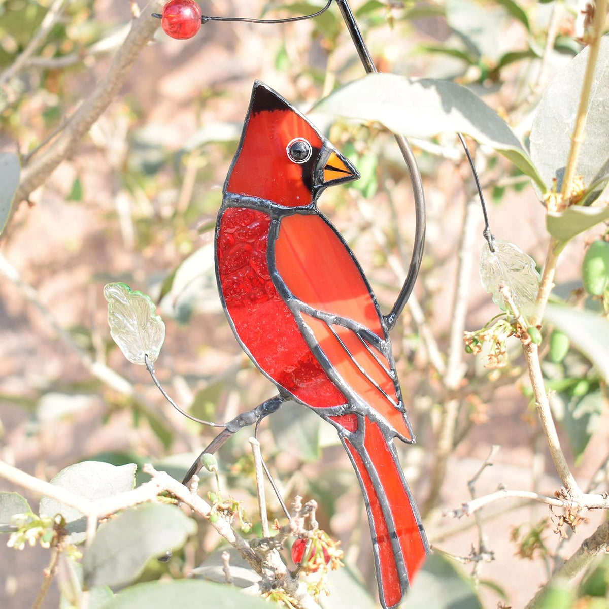 Lolitarcrafts Bigger Cardinal Stained Glass Window Hangings Cute Birds Suncathers for Window