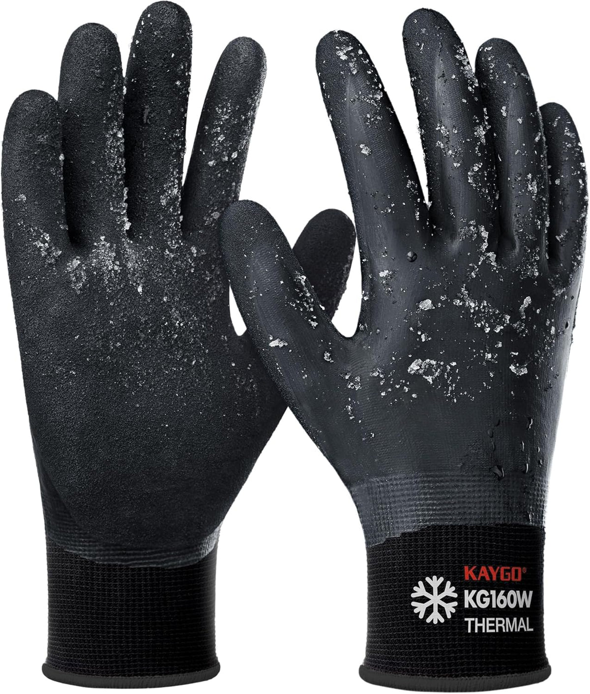 KAYGO Winter Waterproof Work Gloves for Men and Women, 3 Pairs Thermal Insulated Freezer Rubber