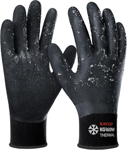 KAYGO Winter Waterproof Work Gloves for Men and Women, 3 Pairs Thermal Insulated Freezer Rubber