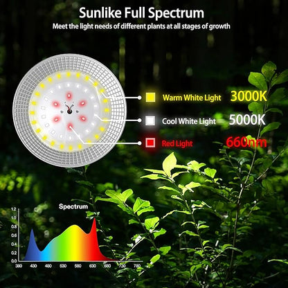 12-Light Outdoor LED Grow Lights – Waterproof Full Spectrum Greenhouse Lights for Plants, 41FT