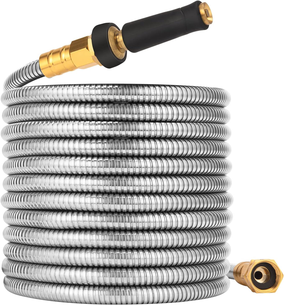 100 FT Garden Hose Expandable - 304 Stainless Steel Water Hose 100 FT - Heavy Duty Flexible Kink