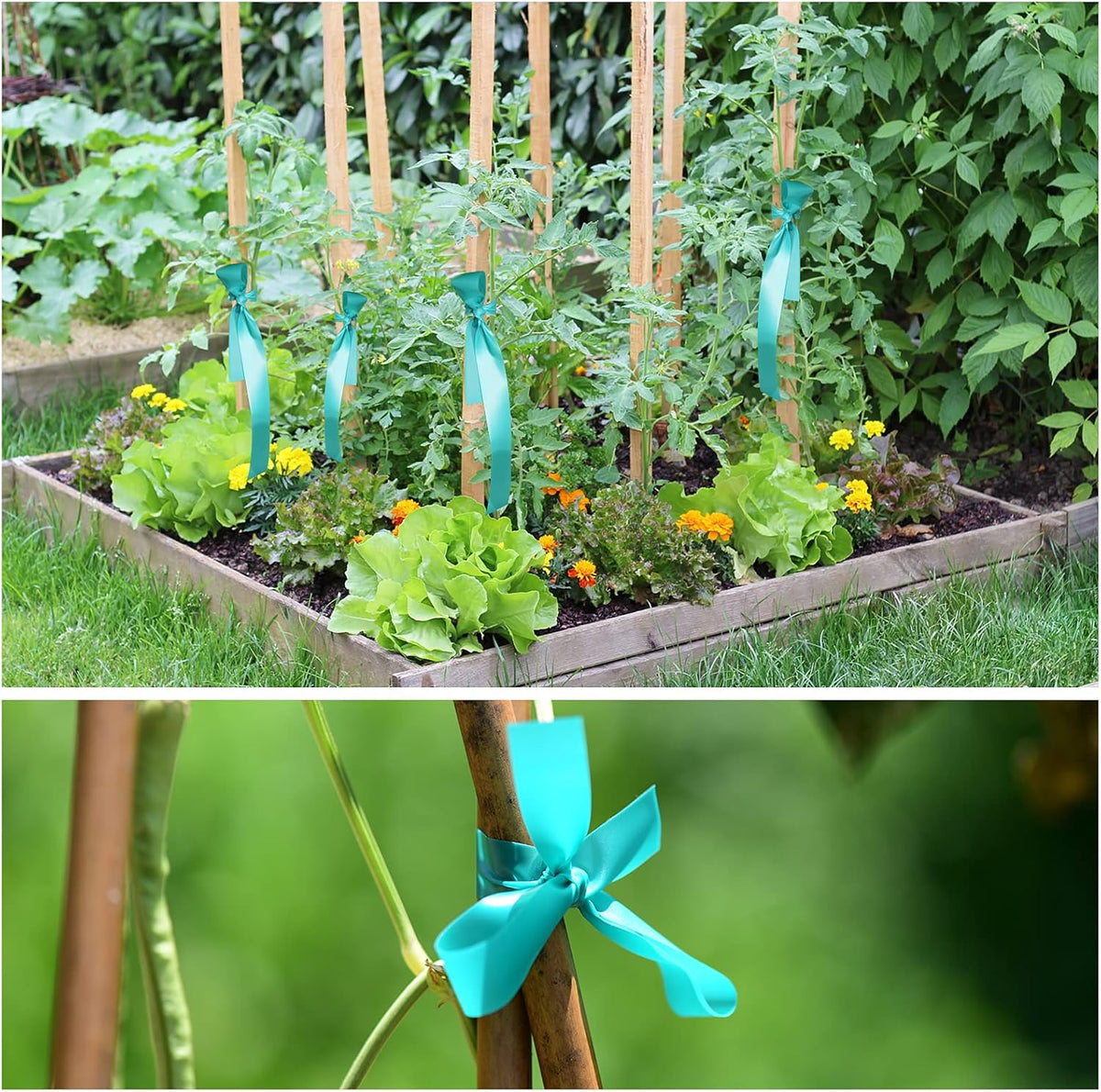 Stretch Tie Tape, 1” Wide 200FT Reusable Garden Plant Ties Green Tapes for Plants, Thick Garden