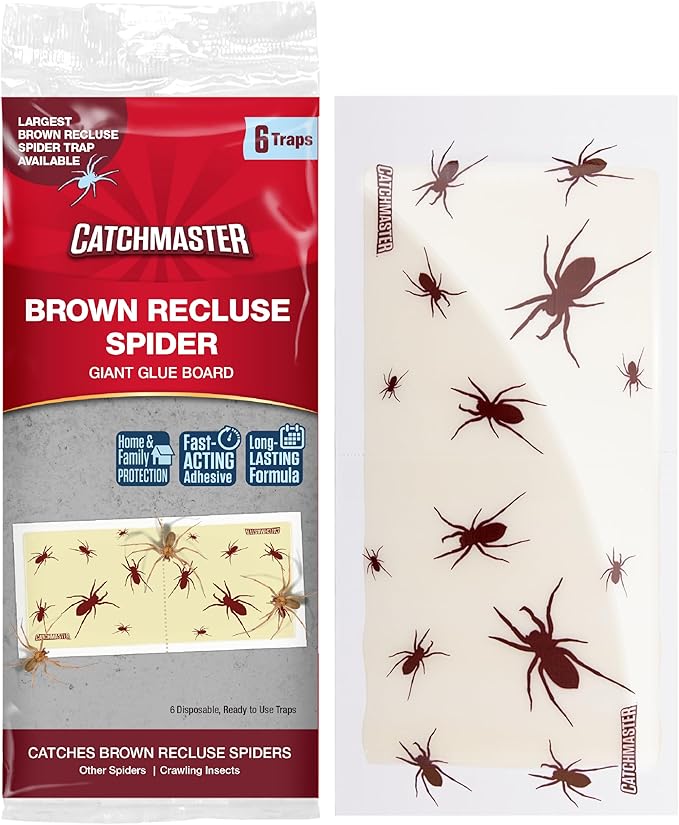 Catchmaster Brown Recluse Spider Giant Glue Boards 6Pk, Adhesive Bug Catcher, Insect, Scorpion