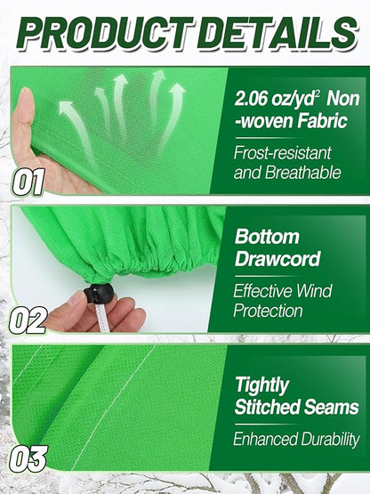 ANPHSIN 12 Pcs Plant Covers Freeze Protection - 19.6in x 39.3in Winter Shrub Plant Protection Bags