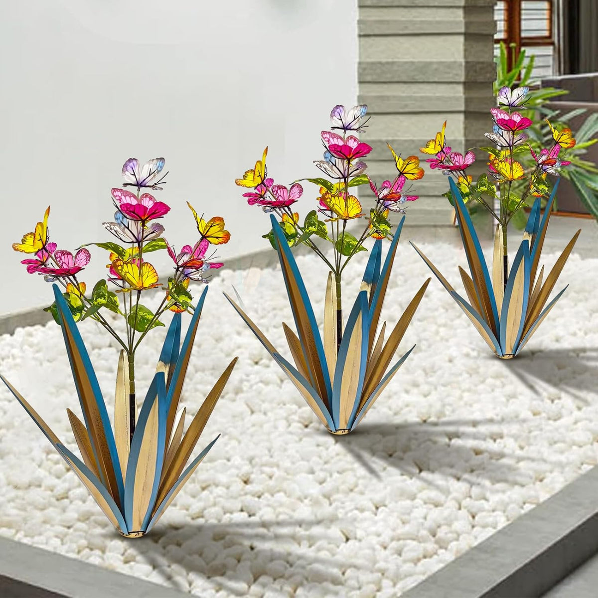 TOMBABY Garden Outdoor Butterfly Enlarge Thickened Wind Resistant Metal Agave Garden Art Metal