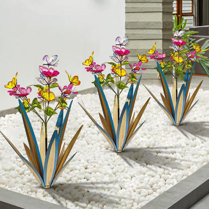 TOMBABY Garden Outdoor Butterfly Enlarge Thickened Wind Resistant Metal Agave Garden Art Metal