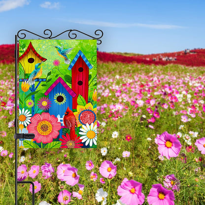 2 pieces spring summer bird garden flag welcome flag, vertical double-sided small yard flag 12 x 18