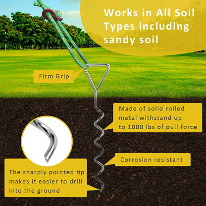 Tree Stake Kit, Heavy Duty Spiral Tree Stakes for Leaning Trees, Straightening Solution for Young