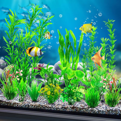 CousDUoBe 12pcs Fish Tank Accessories Aquarium Decorations Green Plants, Green Fish Tanks