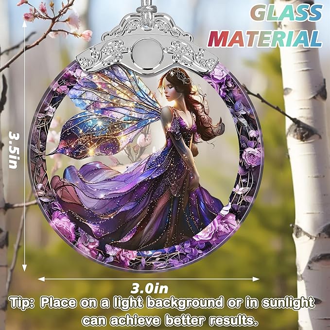 Christmas Stained Glass Fairy Ornament - Home Decor - Holiday Present Ideas - Gift Exchange