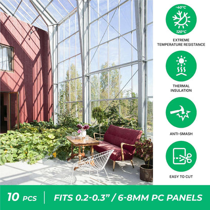 Greenhouses Polycarbonate Greenhouse Panels Connectors - Fit 6mm or 8mm Twin-Wall Polycarbonate