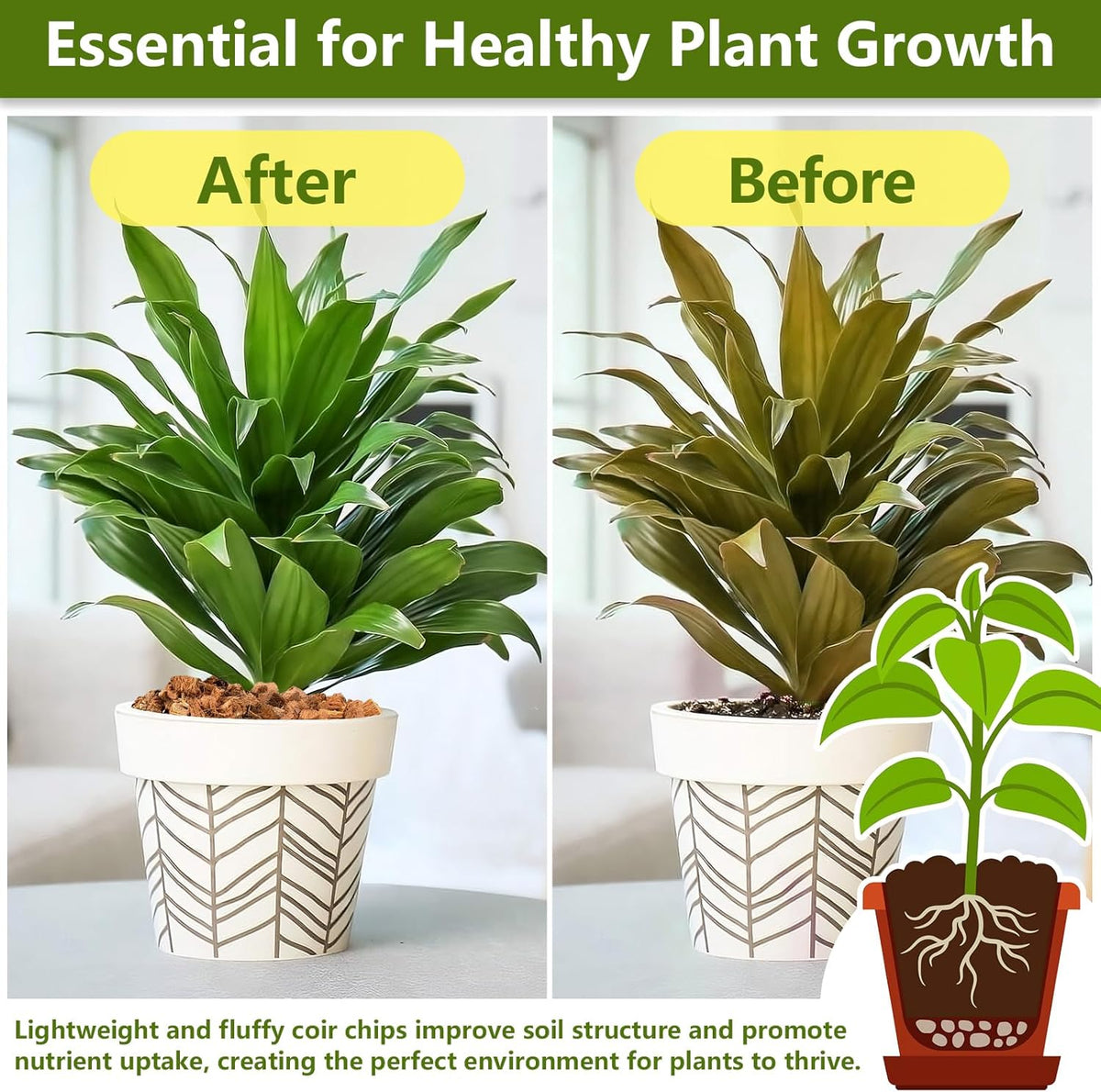 Legigo 1.1 LB Coco Husk Chips for Plants- 100% Organic Coconut Coir Chips Brick with Low EC & PH