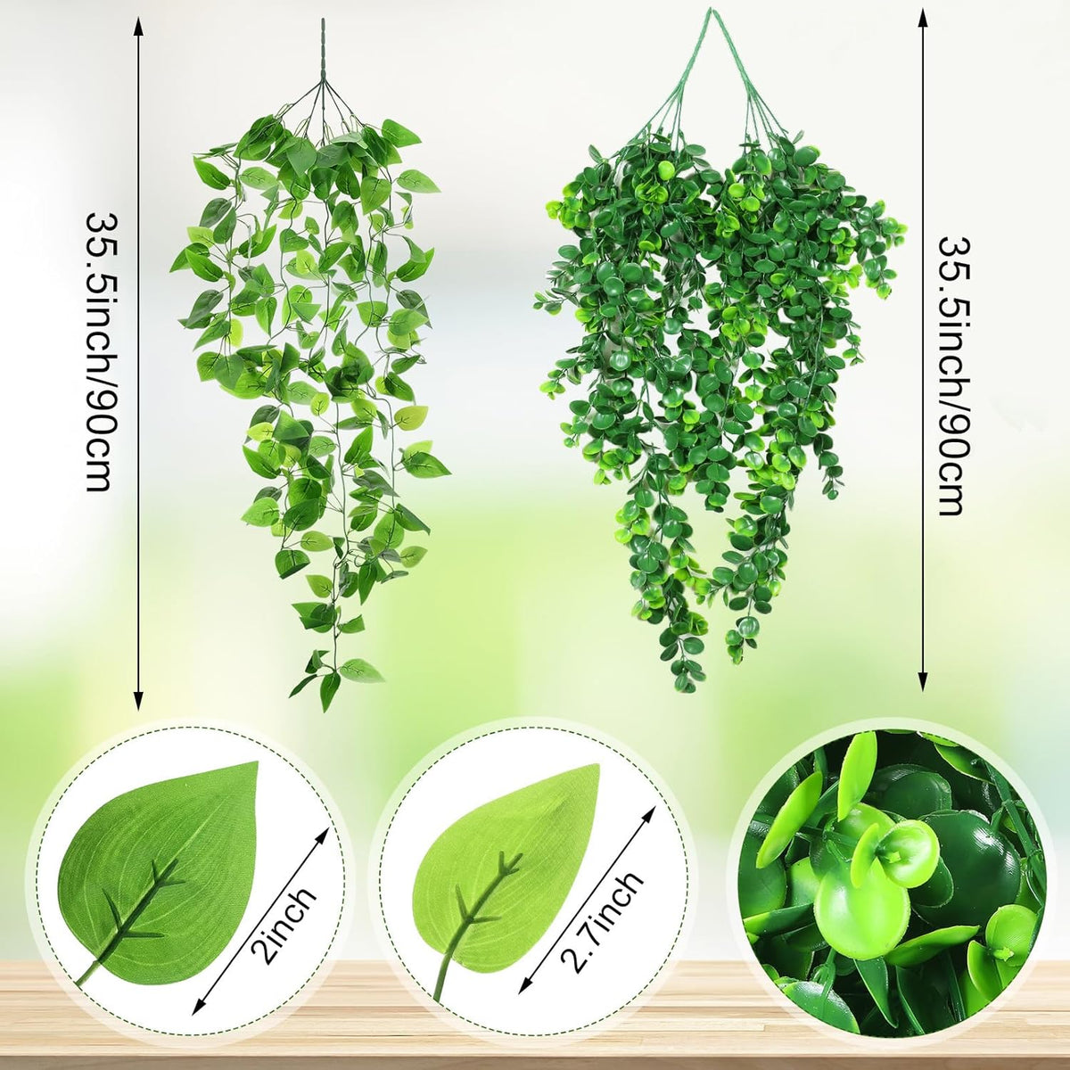 Hoteam 12 Pcs Artificial Hanging Plants 32 Inch Fake Ivy Vines with Fake Leaves Patio Artificial