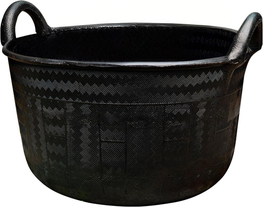 Large Bucket with Handles - 30L/8-Gal Natural Rubber Bucket - Multi Use Yard Waste Bin, Harvesting
