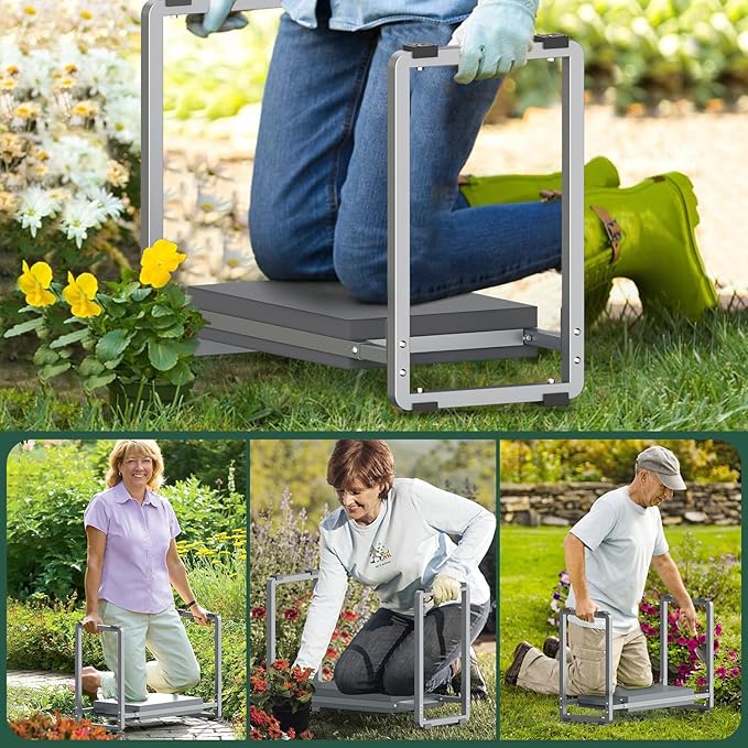 FLINTER 10.2" Wider Garden Kneeler and Seat, Heavy Duty Thick Gardening Bench for Kneeling and Seat