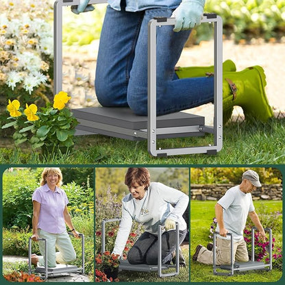 FLINTER 10.2" Wider Garden Kneeler and Seat, Heavy Duty Thick Gardening Bench for Kneeling and Seat