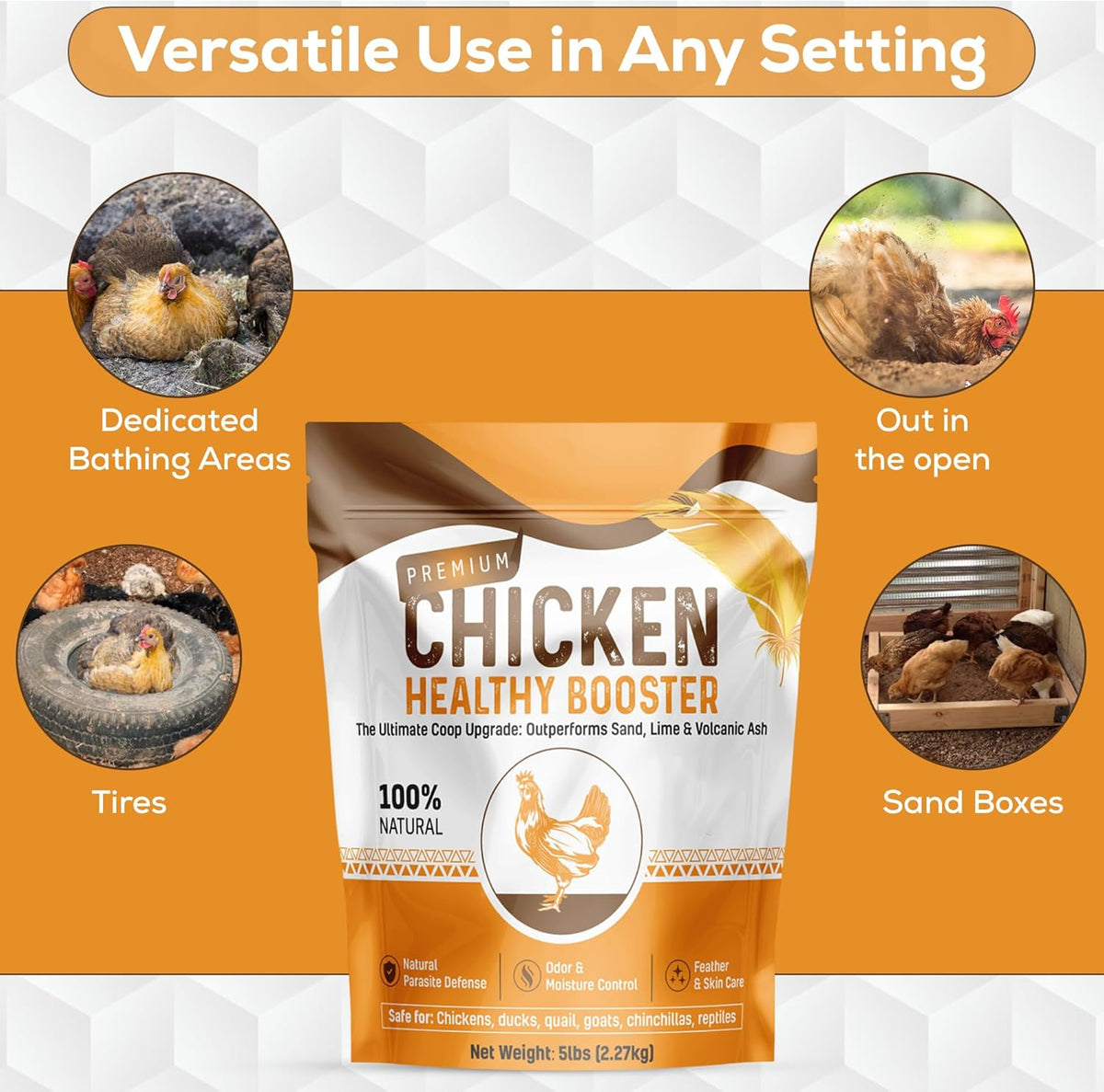 Chicken Dust Bath Sand Mix – Natural Poultry Dust for Feather & Skin Care | Diatomaceous Earth