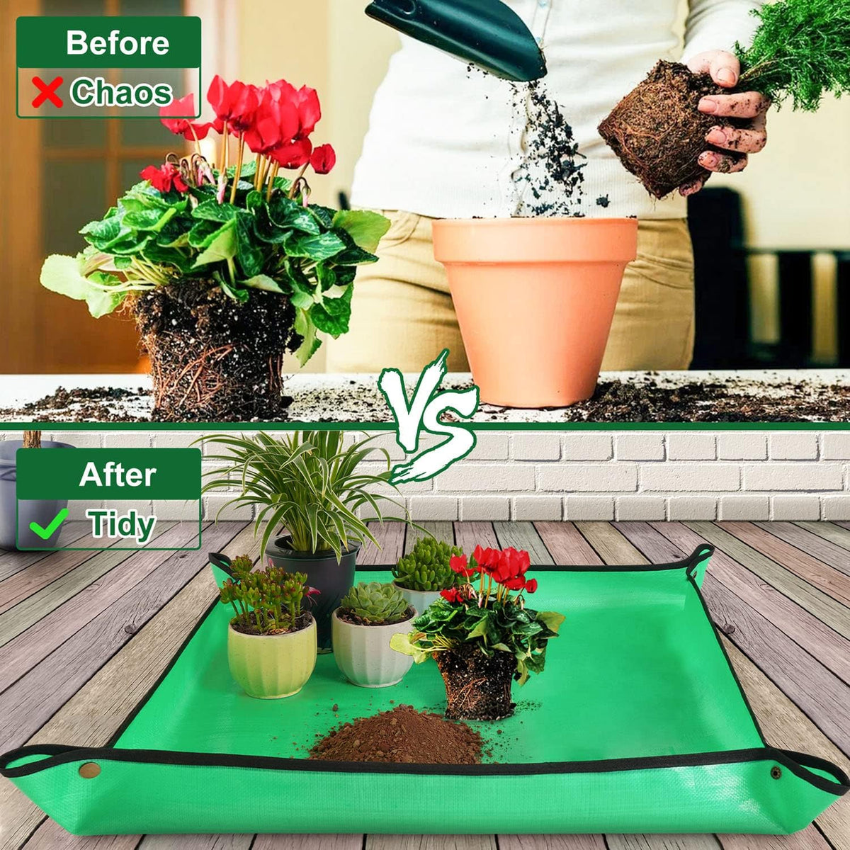 Repotting Mat for Indoor Plant Transplanting and Mess Control 27"x 27" Thickened Waterproof Potting