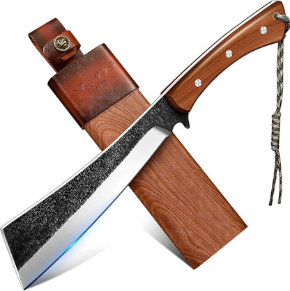 Freelander Japanese Style High Carbon Steel Machete with Red Sandalwood Ergonomic Full Tang Handle