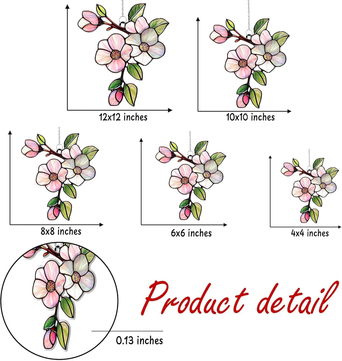 Magnolia Flower Acrylic Suncatcher Stained Glass Effect Window Car Hanging Christmas Ornament
