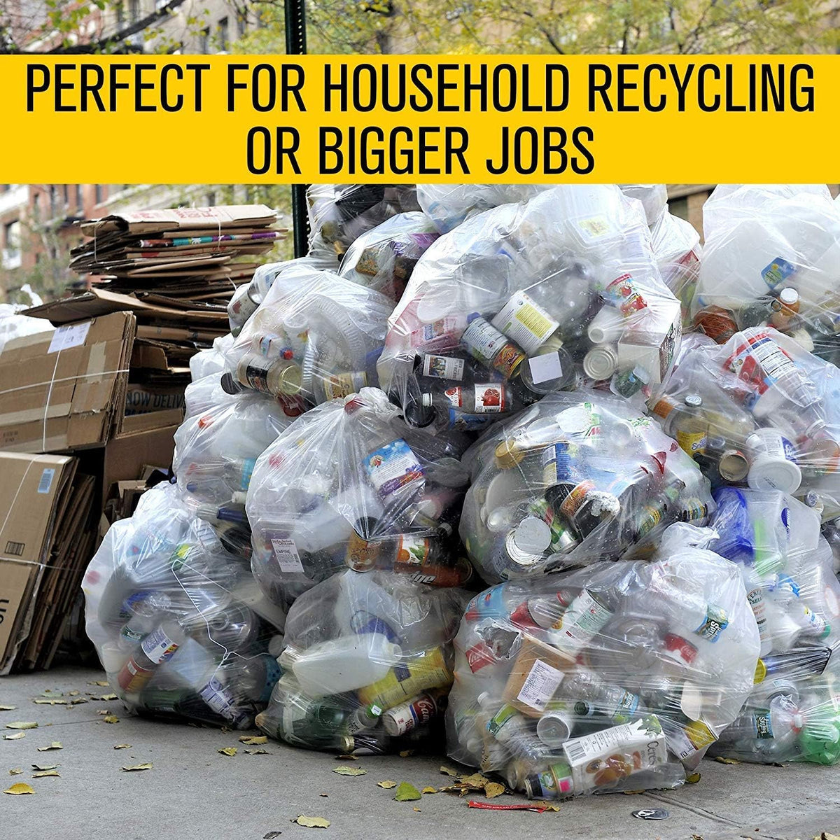 Aluf Plastics 55-60 Gallon 1.5 MIL Clear Garbage Bags - 38" x 58" - Pack of 50 - For Contractor