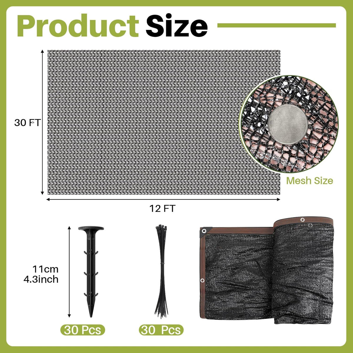 Koi Pond Netting Kit 12 x 30ft, Heavy-Duty Pe, Bird Deer Fence Netting, Durable Net Cover for