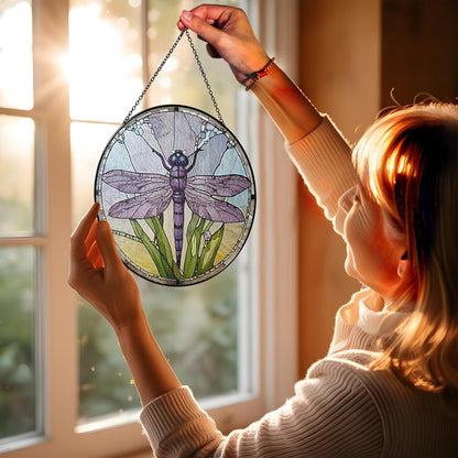 7.8" Dragonfly Stained Glass Suncatchers Art Glass Dragonflies for Sun Catcher Indoor Window Gifts