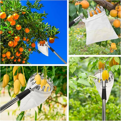 Fruit Picker Pole with Basket Telescoping, 11.5FT Adjustable Fruits Picker Tool with Lightweight