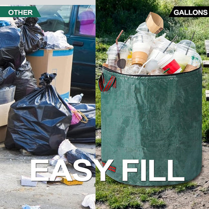 2 Pack 72 Gallons Reusable Garden Waste Bags with Lid Lawn and Leaf Bags Heavy duty Reinforced 4