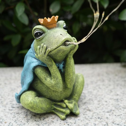 Solar Garden Decor Frog Prince Statue Outdoor, Birthday Gifts for Women Mom Grandma Senior Elder