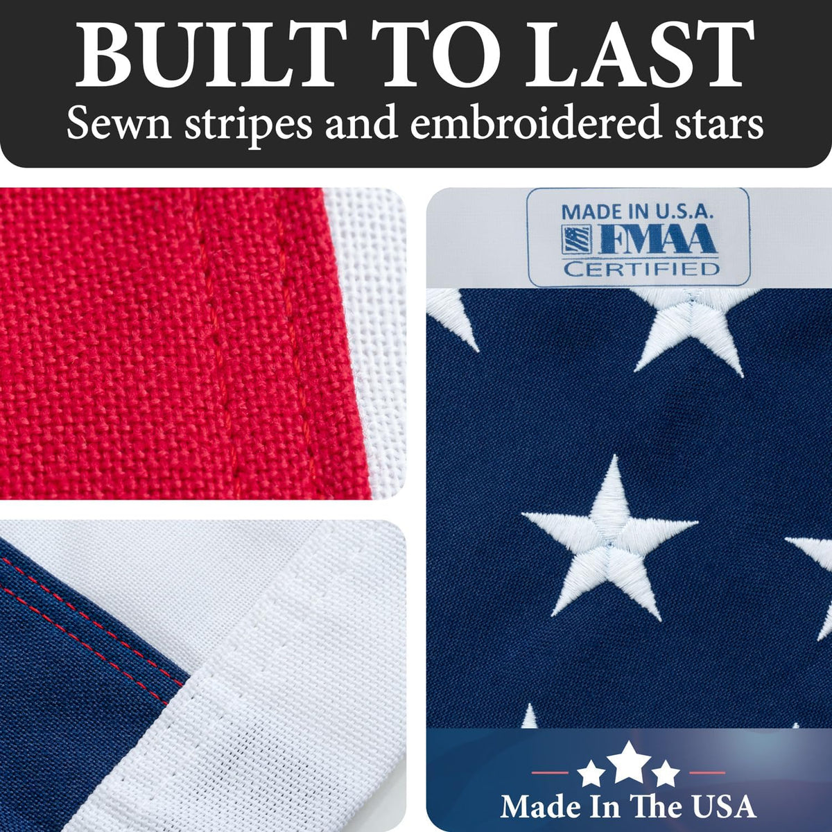 American Flags for Outside 5x8-100% MADE IN THE USA -Indestructible Durable Outdoor Heavy Duty Spun