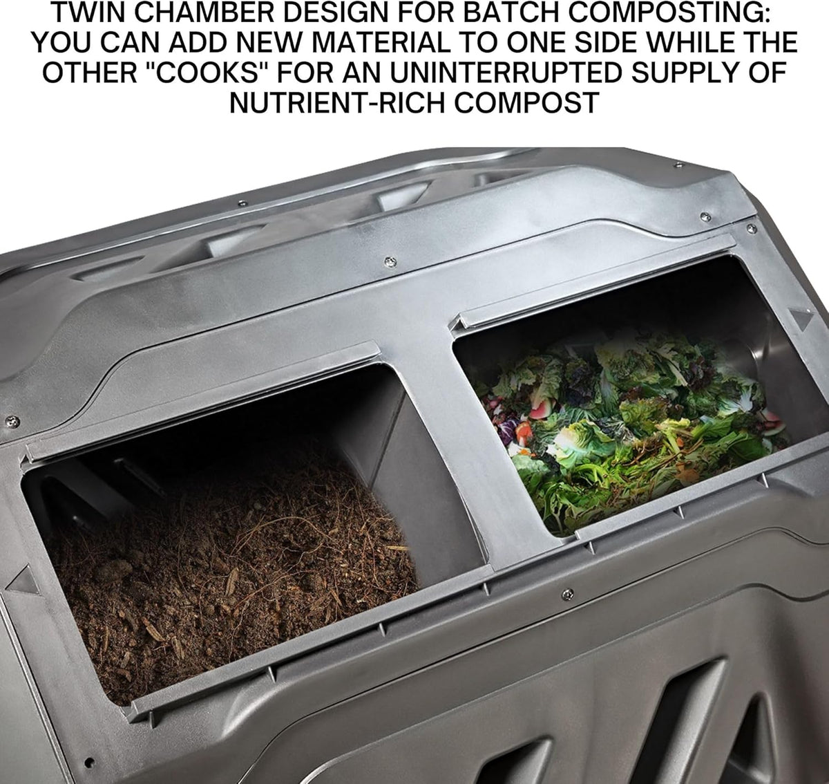 Dual Chamber Tumbling Composter 42 Gal (160L) Black Rotating Outdoor Compost Bin, Double Chamber