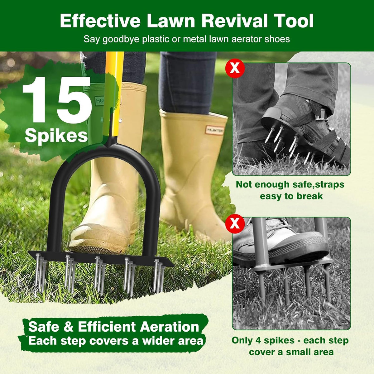 Lawn Aerator Tool - Grass & Soil Aerator for Lawn & Yard Care, Durable Manual Lawn Aerator for