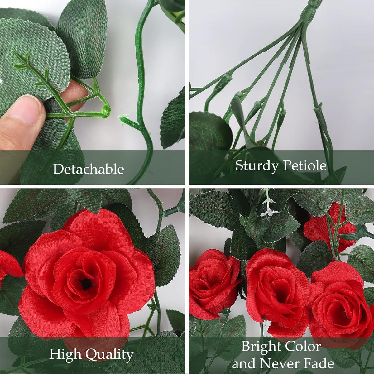 RECUTMS Hanging Rose Flowers Artificial Vines for Outdoors with 30 LED Fairy String Lights Indoor