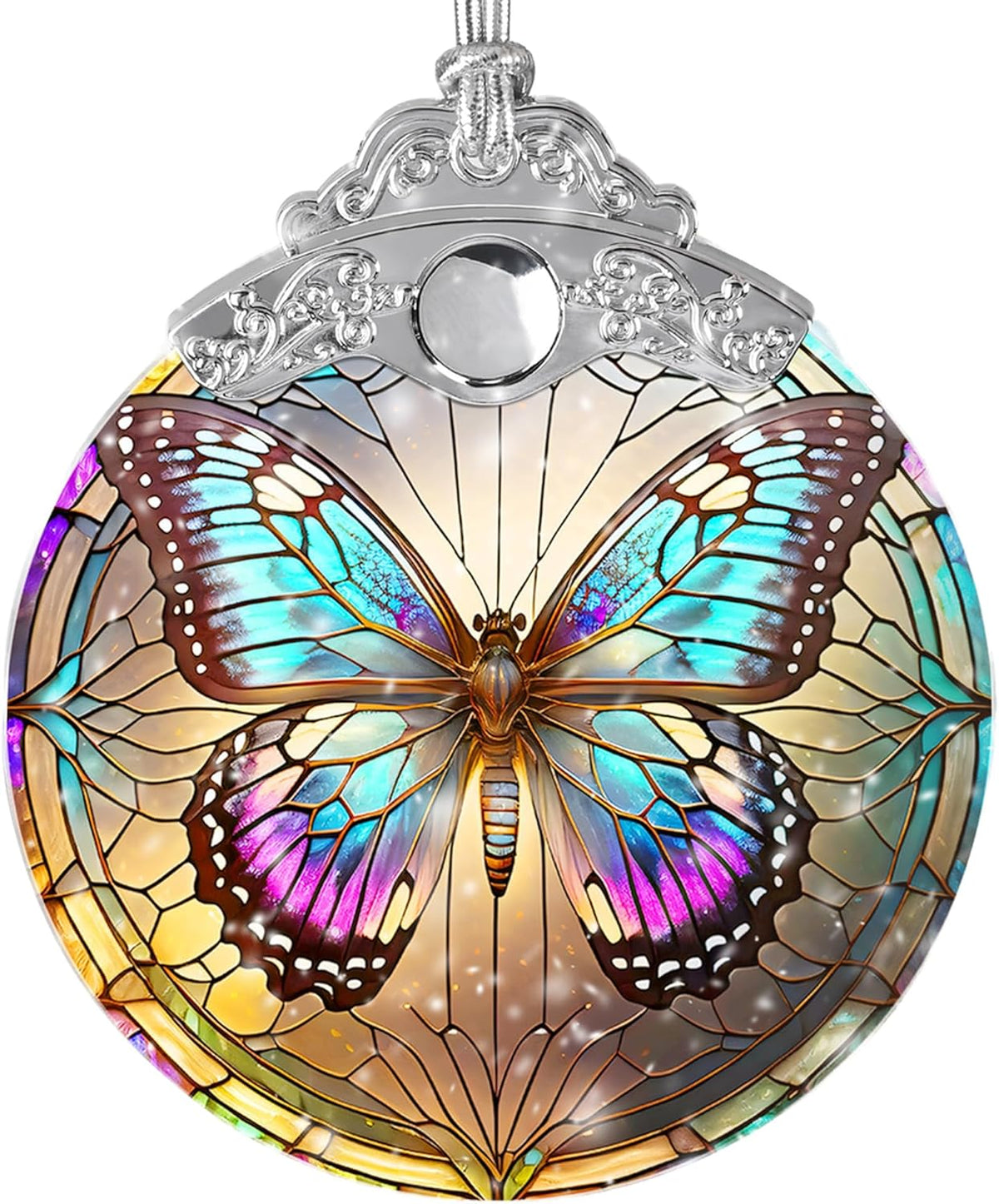 Stained Glass Suncatcher Butterfly Ornament for Christmas, Holidays, Tree Decor, Home Decoration