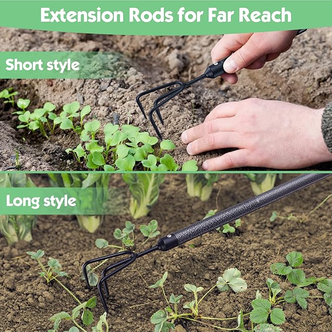 Garden Tools Set 5 Piece with Extended Handle, Heavy Duty Garden Tools Set, Ideal Gardening Tool