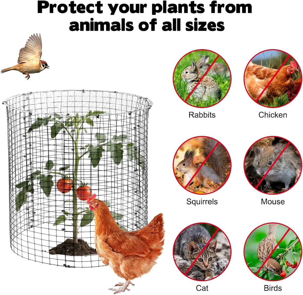 12 Sets of 16'' x 12'' Garden Plant Protectors from Animals With Detachable Covers ,36Pcs Metal
