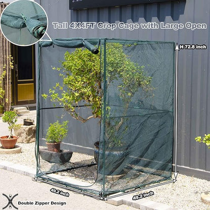 Portable 4'x4' Large 6FT Tall Plant Netting Cover Crop Cages Pest Guard Cover for Vegetables and